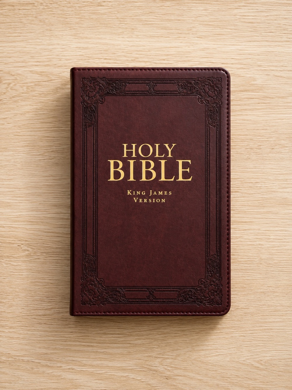 King James Version KJV Holy Bible Burgundy Leather-Look Thumb Indexed New